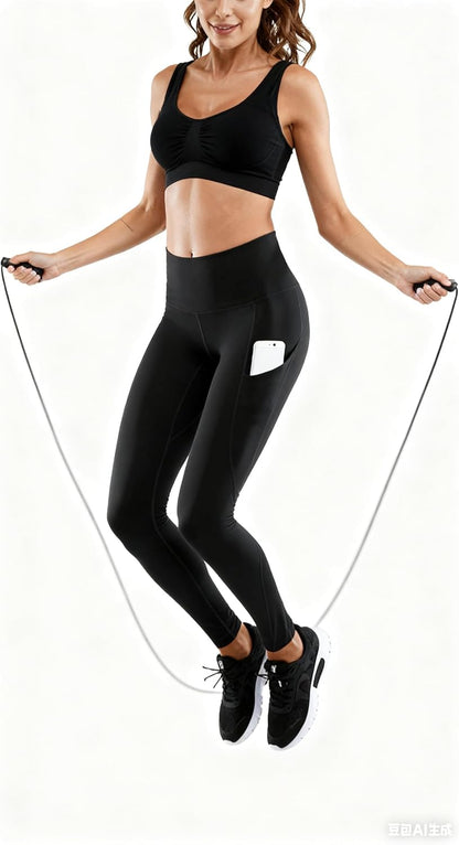 High Waist Yoga Pants - Yoga Pants with Pockets Tummy Control, 4 Ways Stretch Workout Running Yoga Leggings